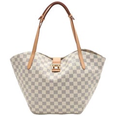 LOUIS VUITTON Salina PM Damier Azur tote bag PVC leather white