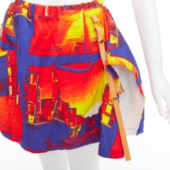 LOUIS VUITTON Salk Institute linen lambskin trim pocket mini skirt FR34 XS