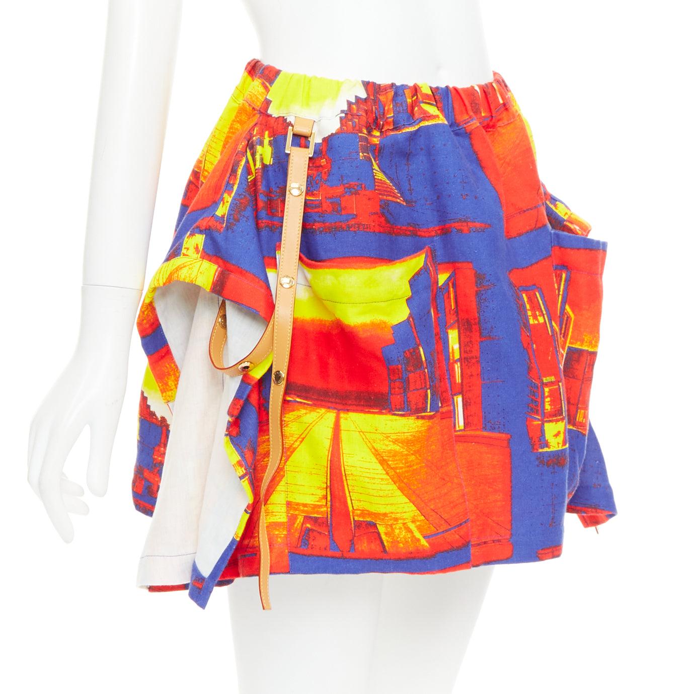 LOUIS VUITTON Salk Institute Leinen Lammfellbesatz Taschenminirock FR34 XS (Orange) im Angebot