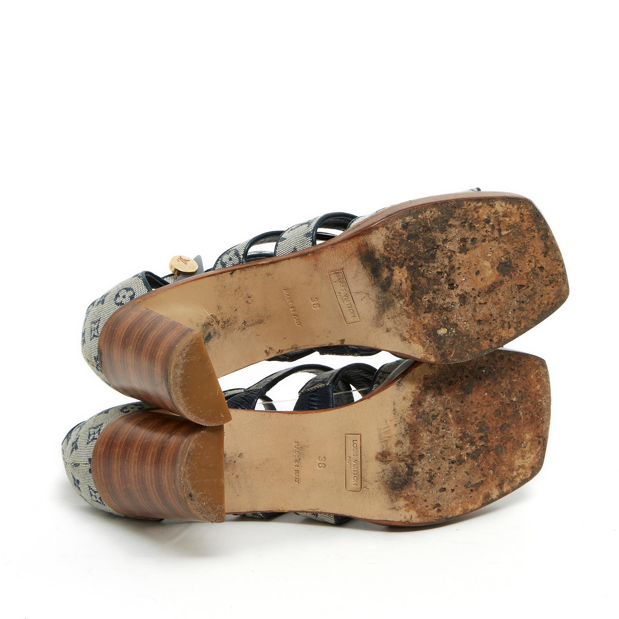 De las mujeres Sandalias Louis Vuitton EU38  Azul Marino Monograma Tacones Bombas Sandalias UK5 US7.5 LV en venta
