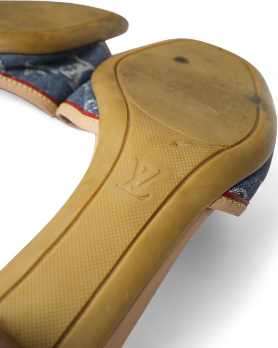 Gray Louis Vuitton Sandal Mule Denim Blue en vente
