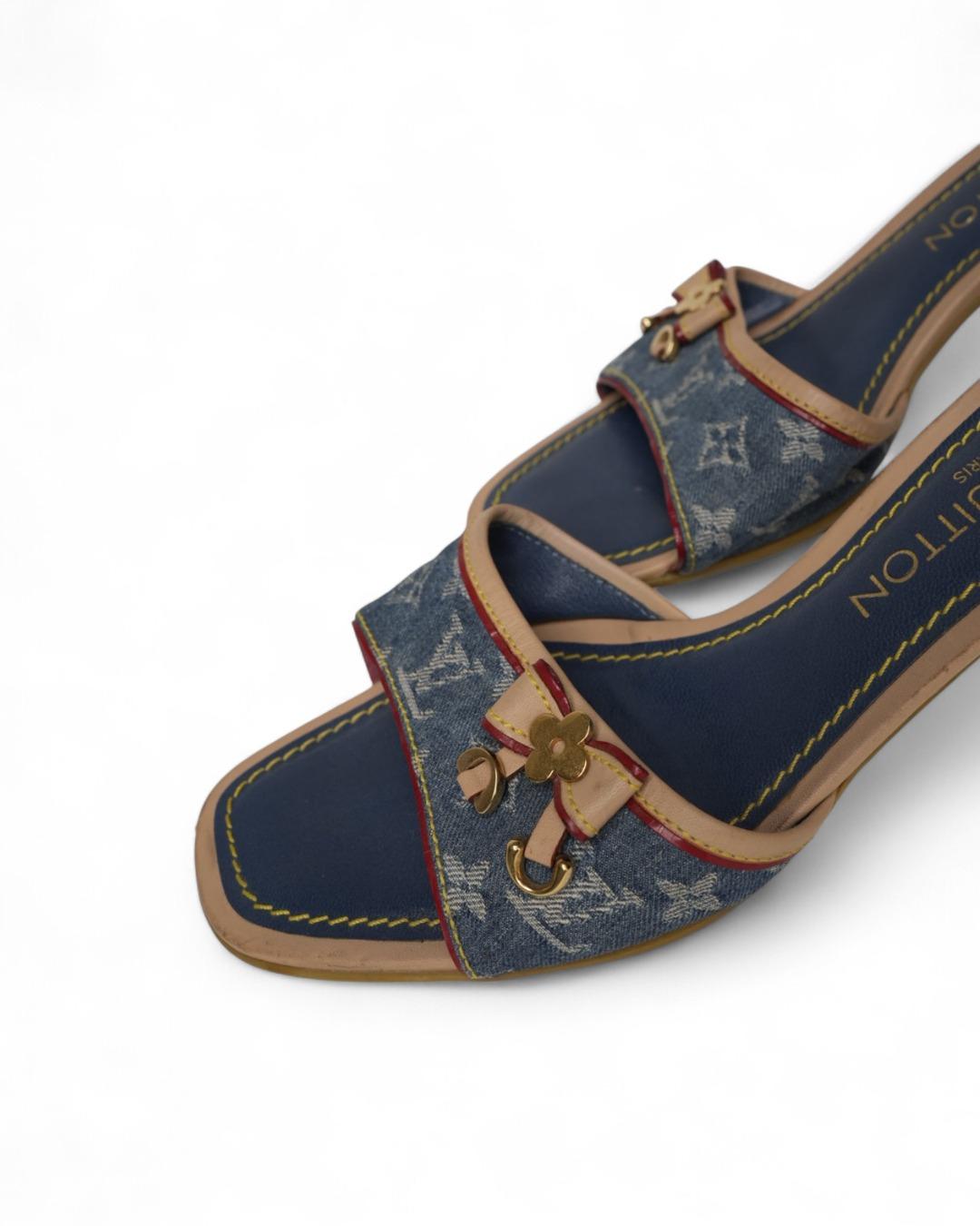 Louis Vuitton Sandal Mule Denim Blue Pour femmes en vente