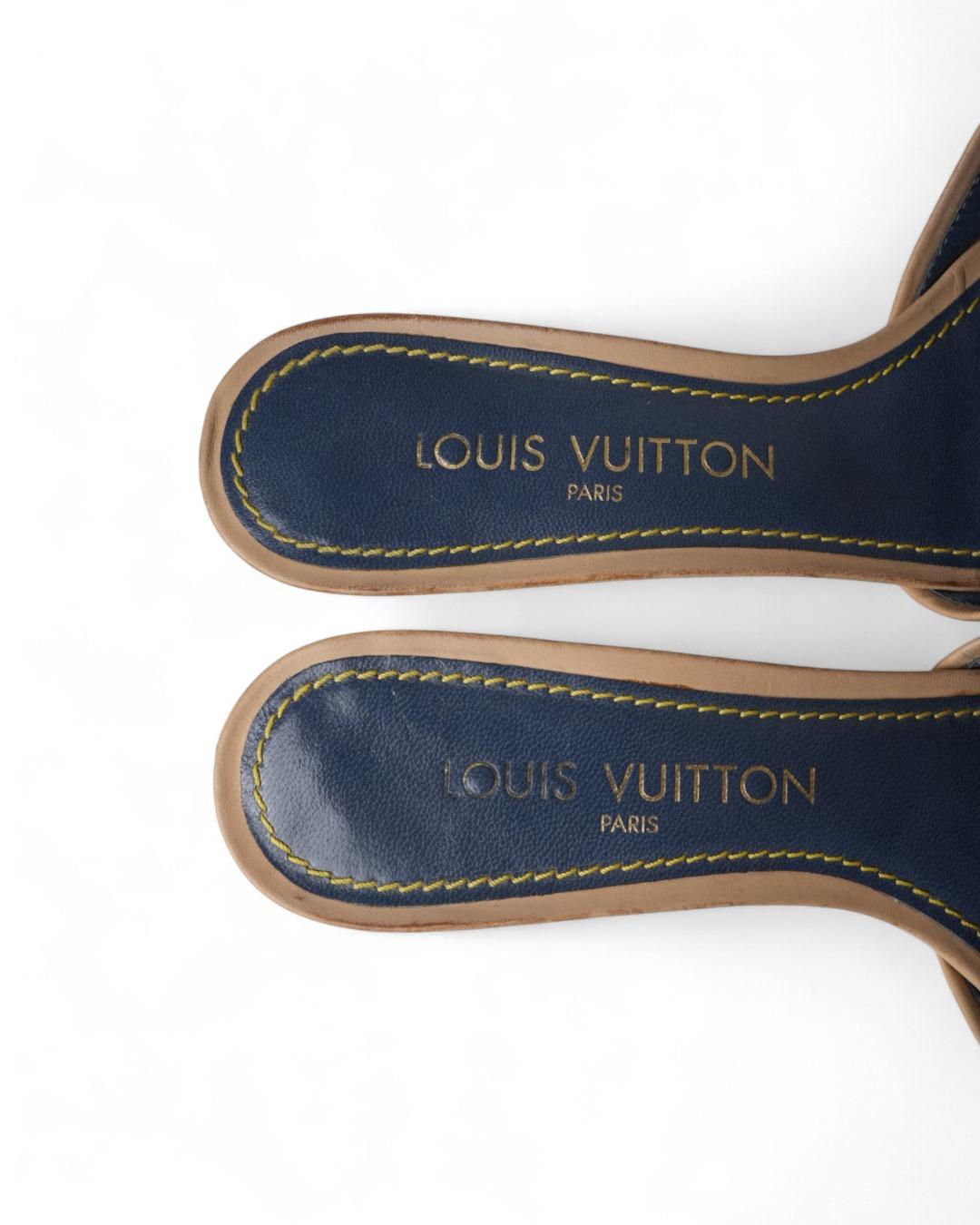 Louis Vuitton Sandal Mule Denim Blue en vente 1