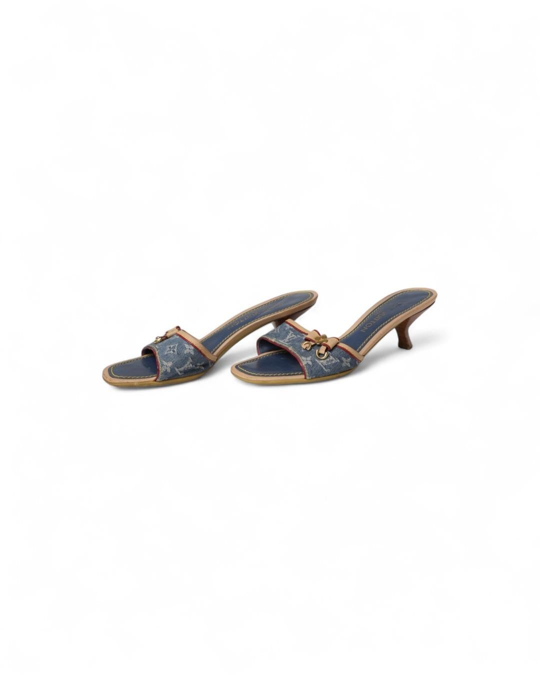 Louis Vuitton Sandal Mule Denim Blue en vente 2