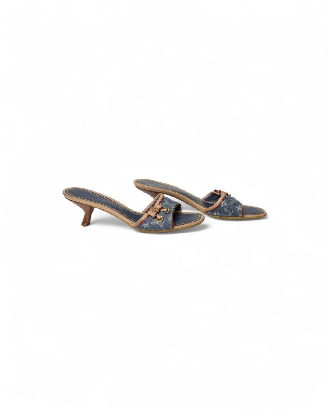 Louis Vuitton Sandal Mule Denim Blue en vente 3