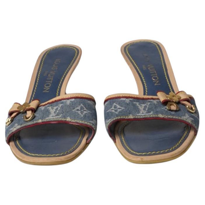 Louis Vuitton Sandal Mule Denim Blue en vente