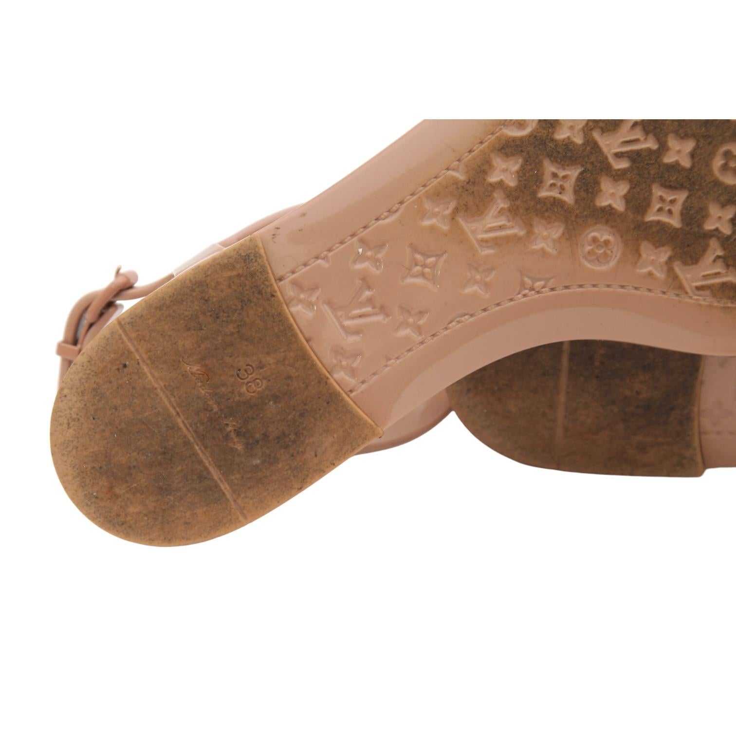LOUIS VUITTON Sandals Flat Beige Thong Rubber BIKINI Gold HW LV Padlock Sz 38 9