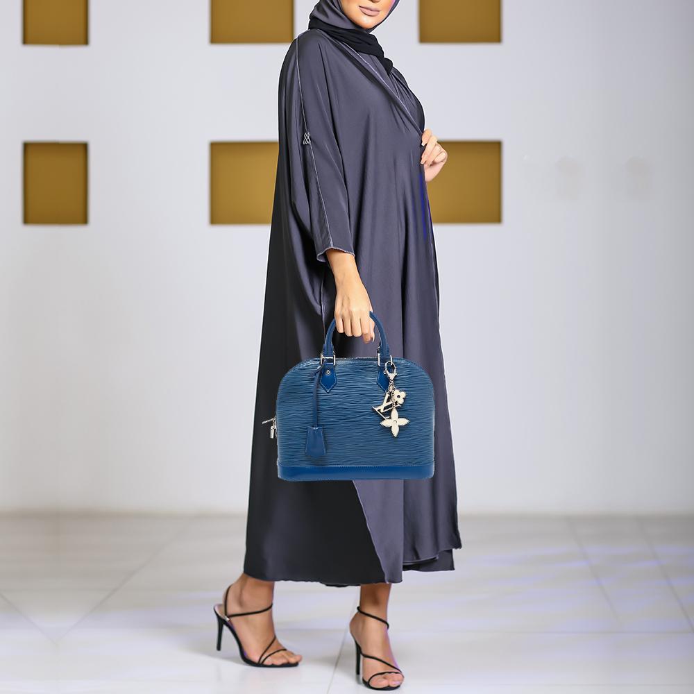 Blue Louis Vuitton Saphir Epi Leather Alma PM Bag