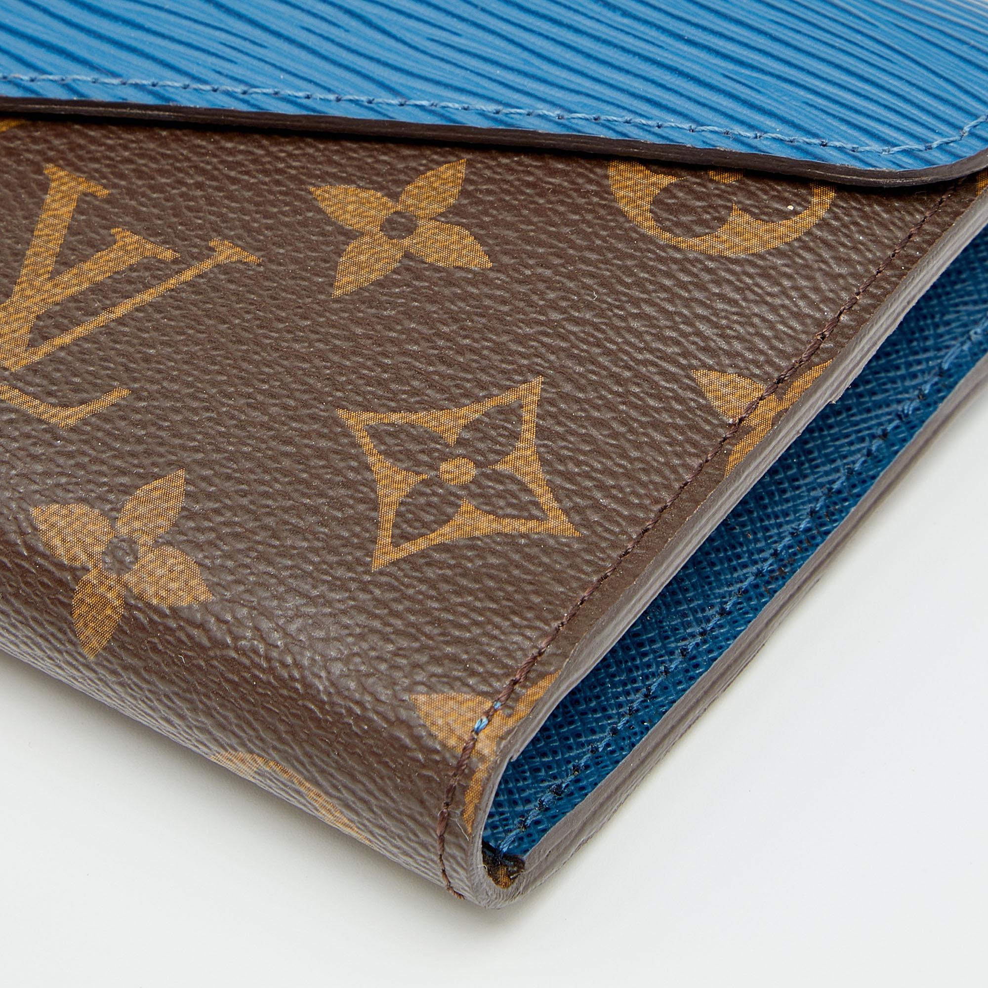 Blue Louis Vuitton Saphir Epi Leather and Monogram Canvas Marie-Lou Long Wallet