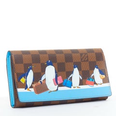 LOUIS VUITTON Sarah Christimas Animation 2017 Penguin canvas long wallet