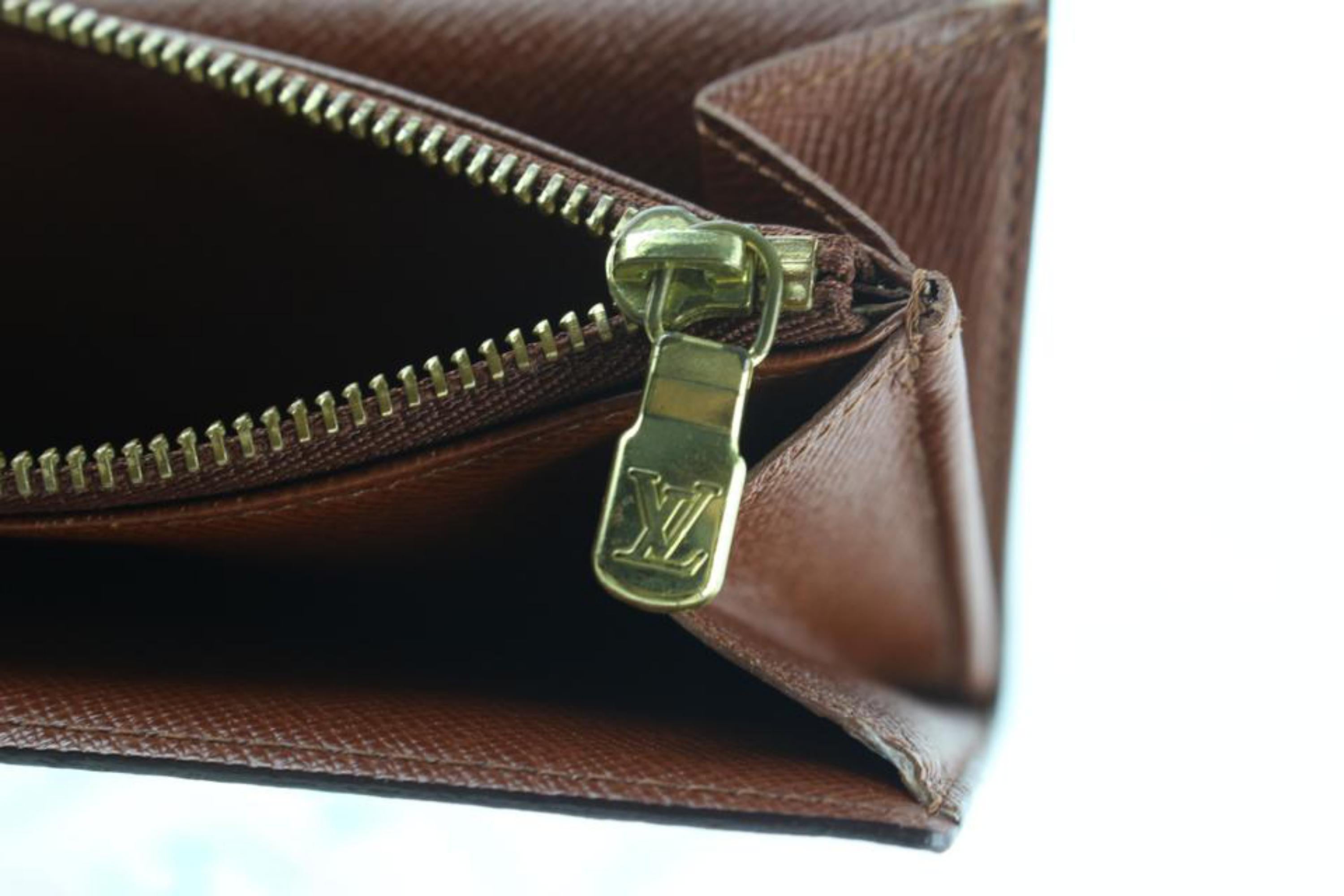 Louis Vuitton Sarah Wallet Tresor Porte 231080 Brown Coated Canvas Clutch For Sale 6