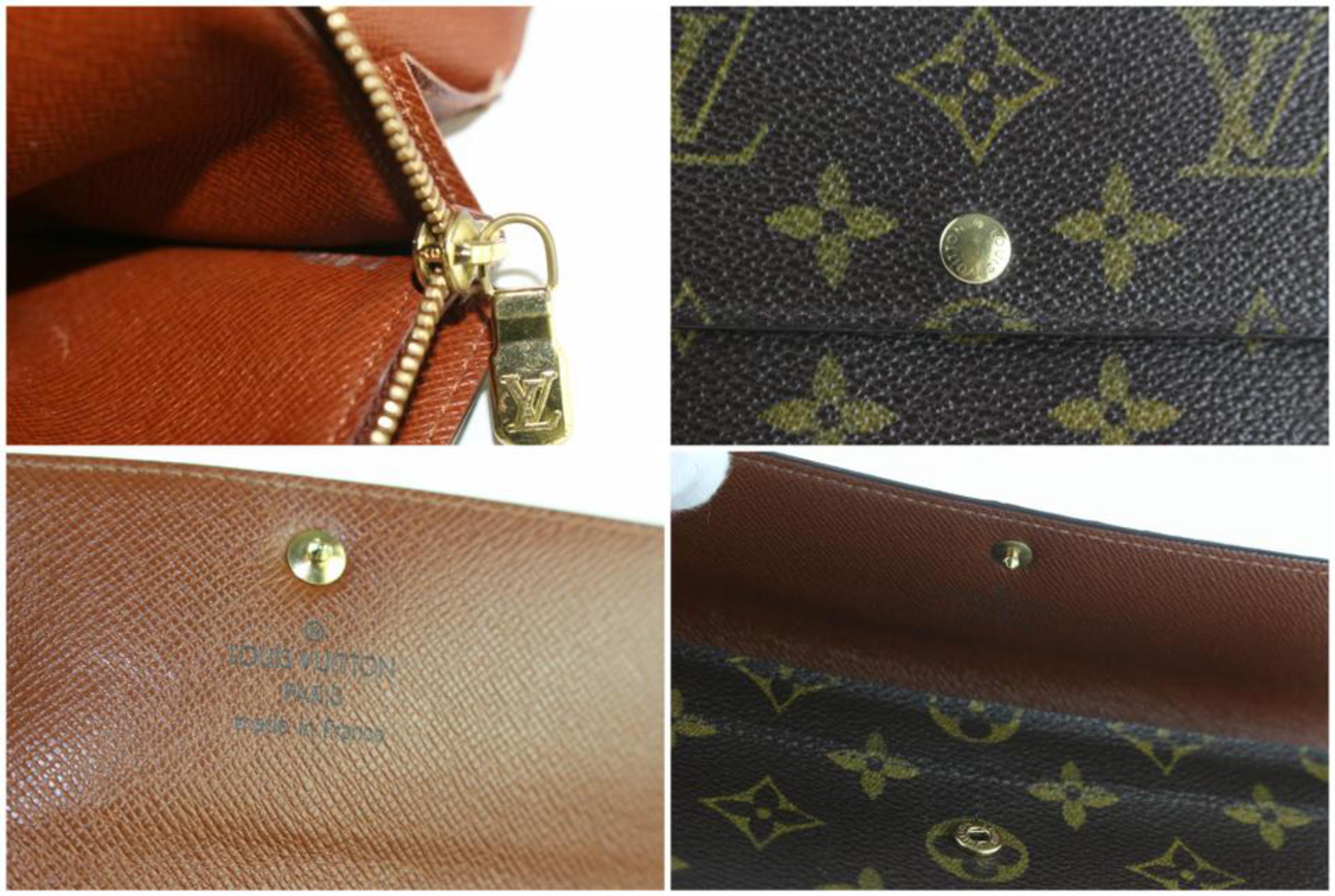 Black Louis Vuitton Sarah Wallet Tresor Porte 231080 Brown Coated Canvas Clutch For Sale