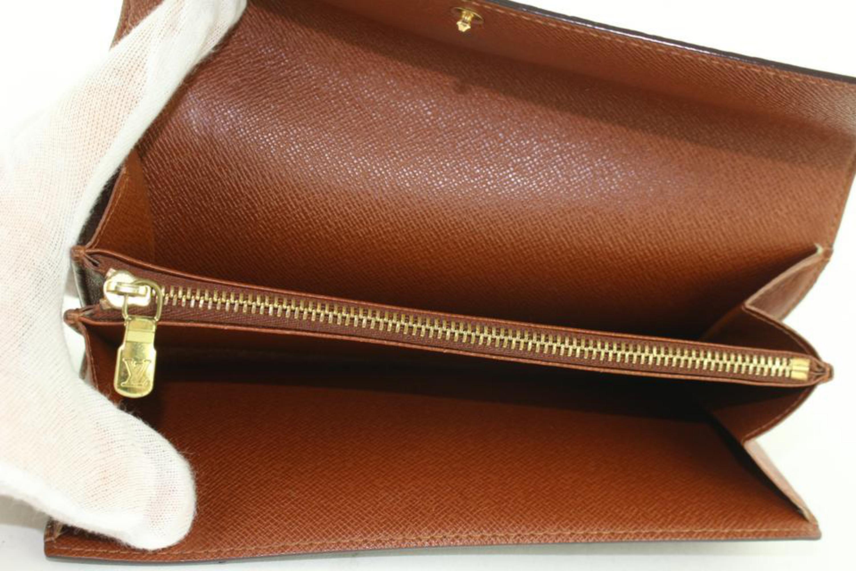 Louis Vuitton Sarah Wallet Tresor Porte 231080 Brown Coated Canvas Clutch In Excellent Condition For Sale In Forest Hills, NY