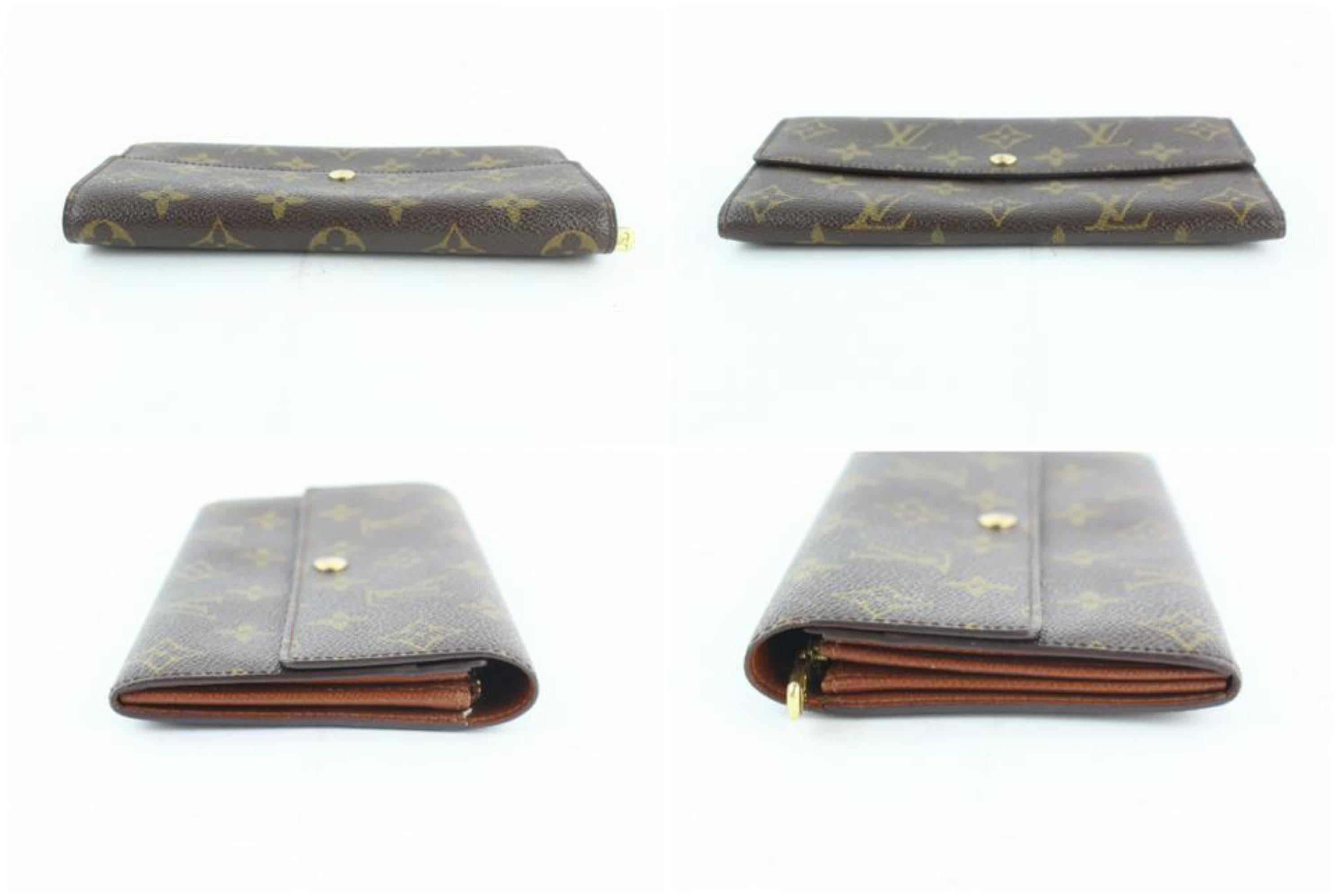 Women's Louis Vuitton Sarah Wallet Tresor Porte 231080 Brown Coated Canvas Clutch For Sale
