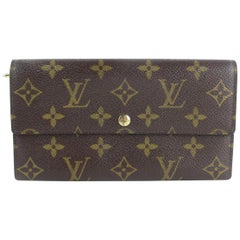 Louis Vuitton Sarah Wallet Tresor Porte 231080 Brown Coated Canvas Clutch