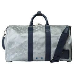Louis Vuitton Satellite Keepall 50 Travel Bag in silvery canvas, SHW