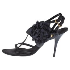 Louis Vuitton Satin And Patent Leather Embellished Ankle Strap Sandal Size 39.5