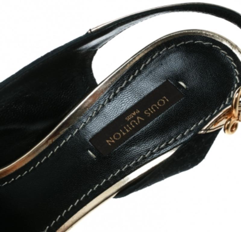 Louis Vuitton Satin Leder Motard Piccadilly Peep Toe Plateau Sandalen Größe 36 (Schwarz) im Angebot
