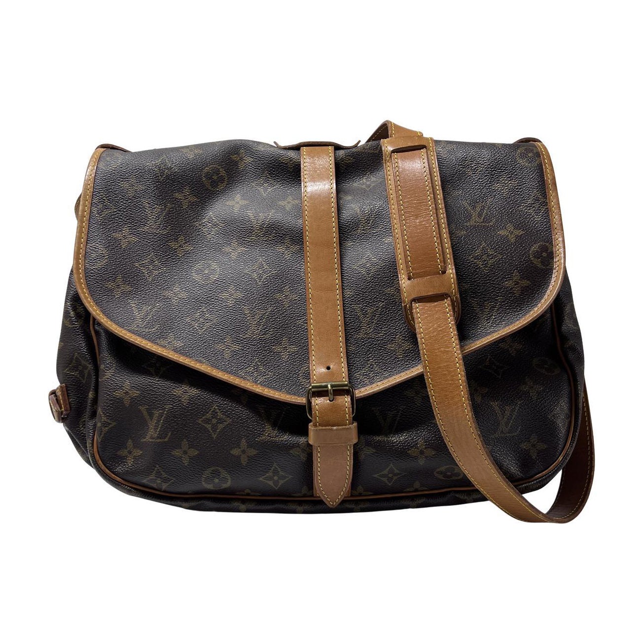 Louis Vuitton Saumur Crossbody Bag Monogram Canvas Brown 1990