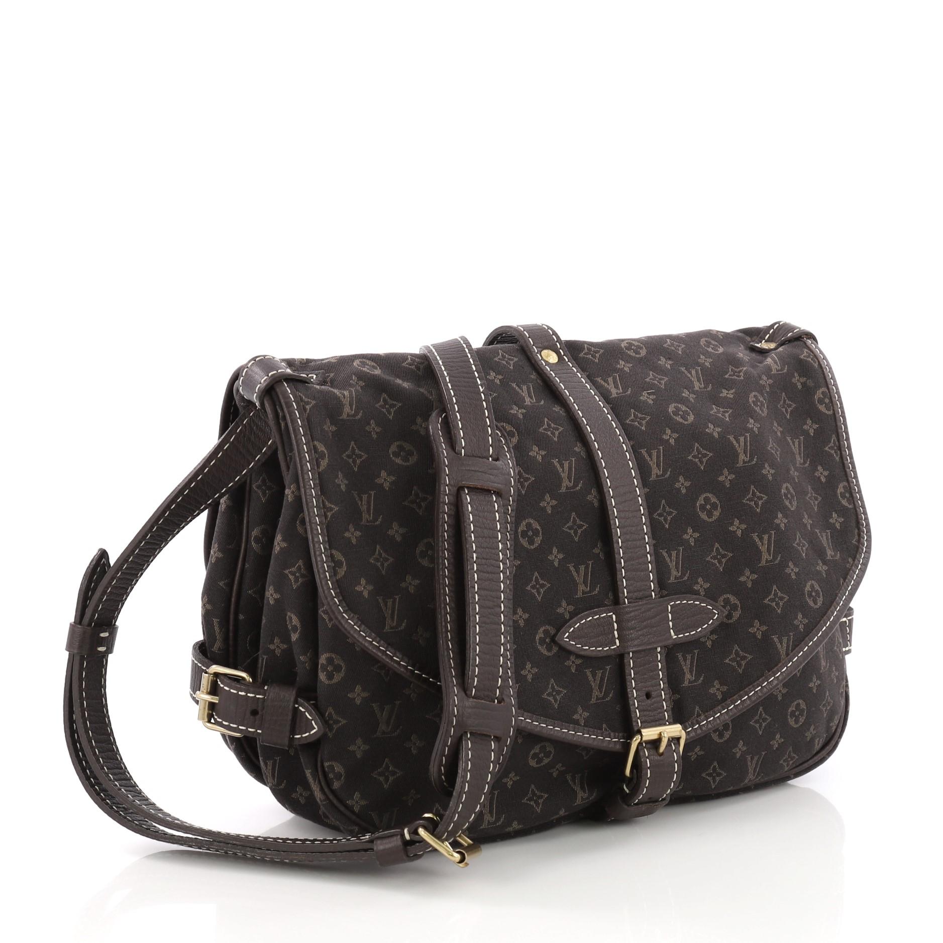 Black Louis Vuitton Saumur Handbag Mini Lin