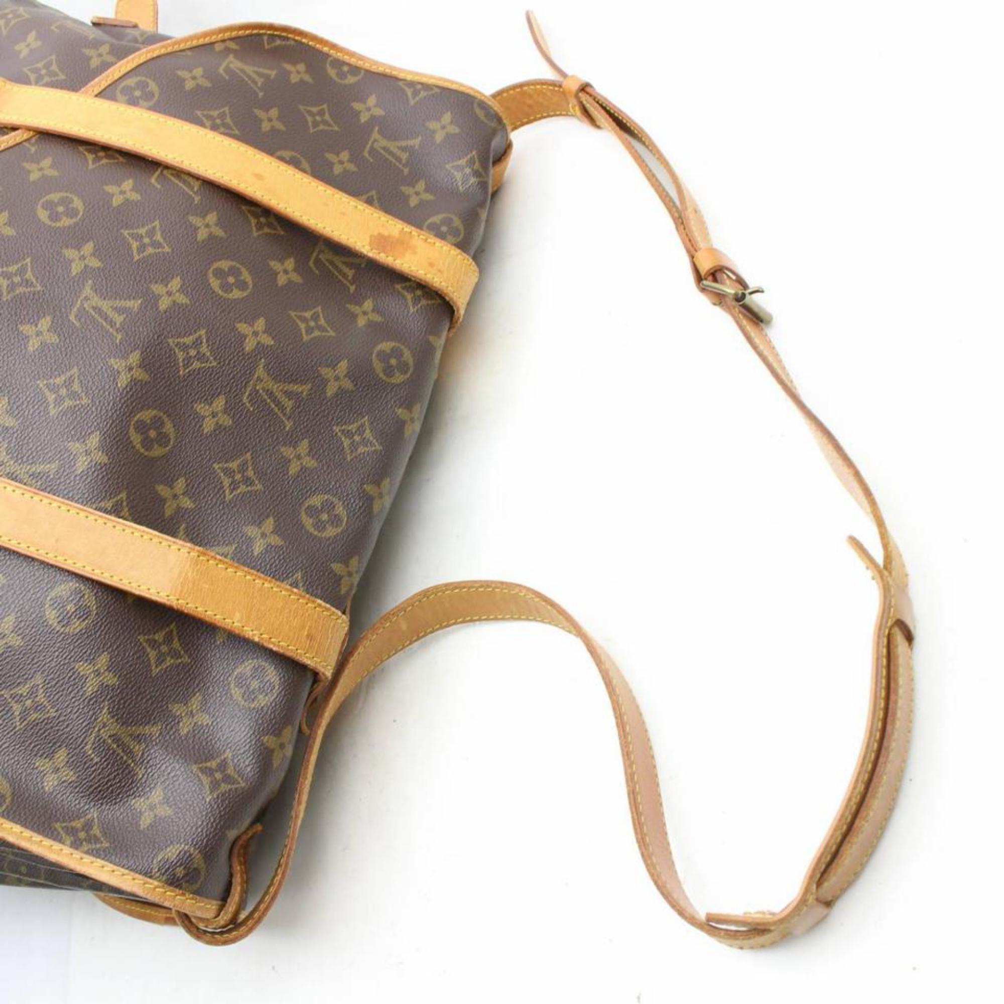 Louis Vuitton Saumur Monogram 43 Gm Saddle 869500 Brown Canvas Messenger Bag In Good Condition For Sale In Forest Hills, NY