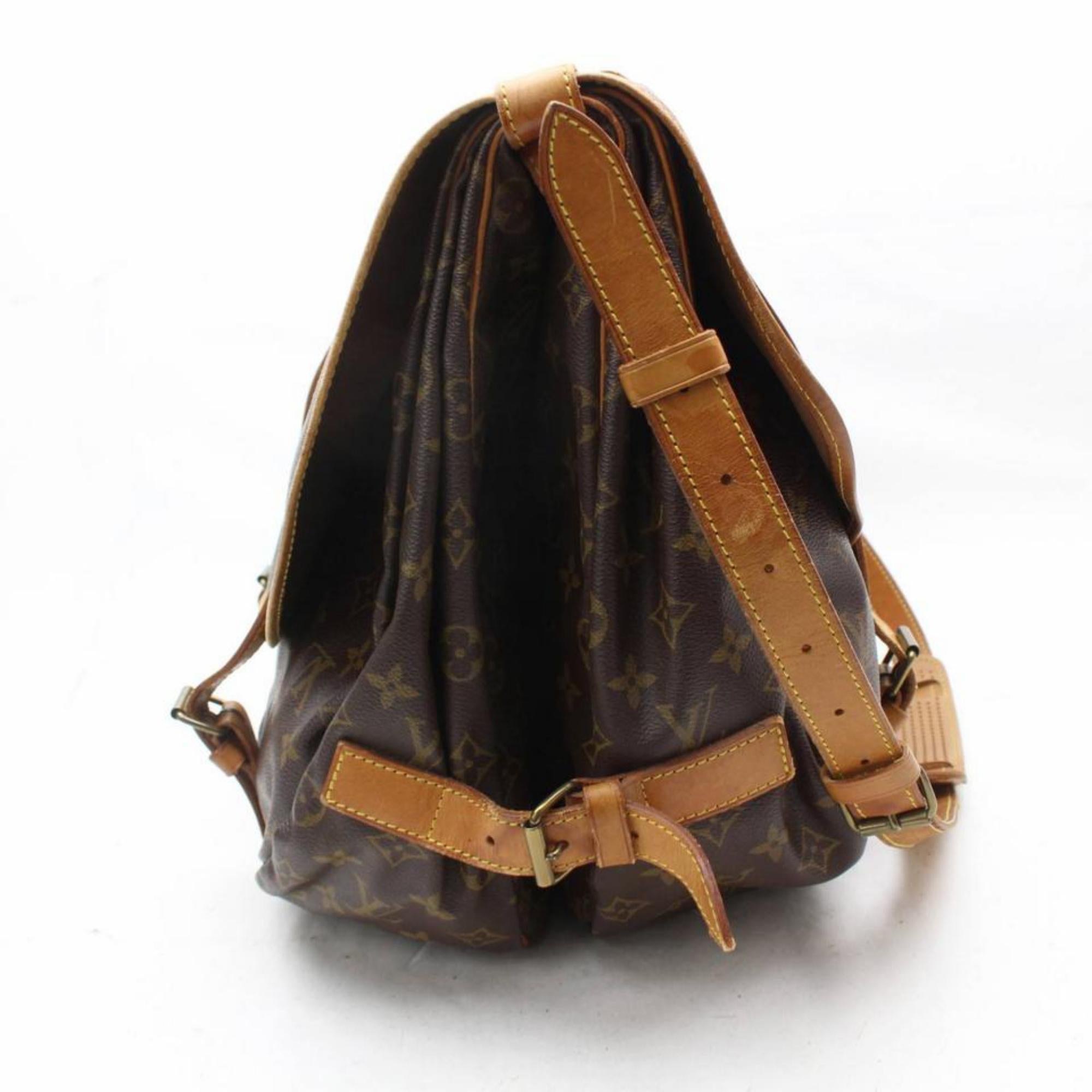 Louis Vuitton Saumur Monogram 43 Gm Saddle 869500 Brown Canvas Messenger Bag For Sale 2