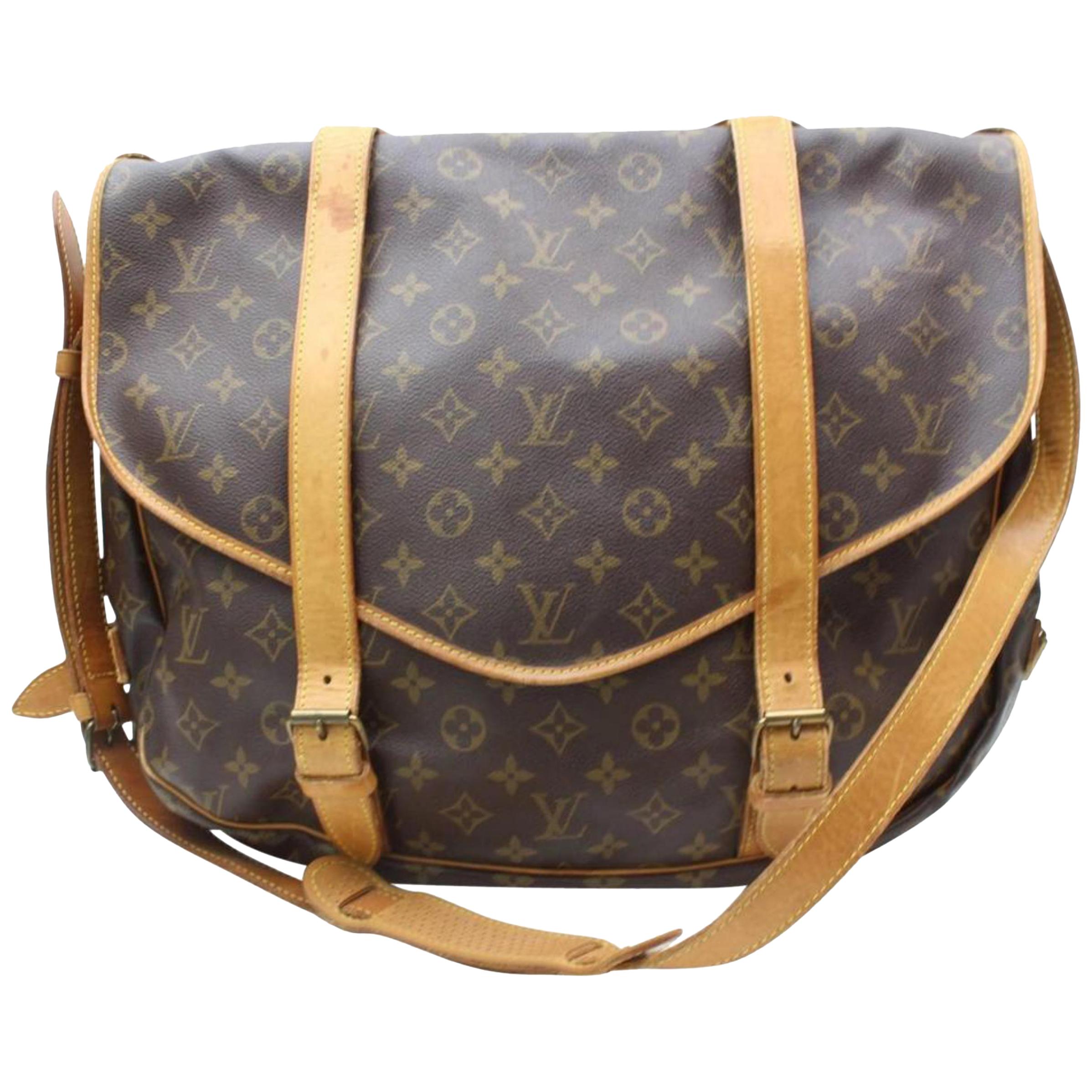 Louis Vuitton Saumur Monogram 43 Gm Saddle 869500 Brown Canvas Messenger Bag For Sale