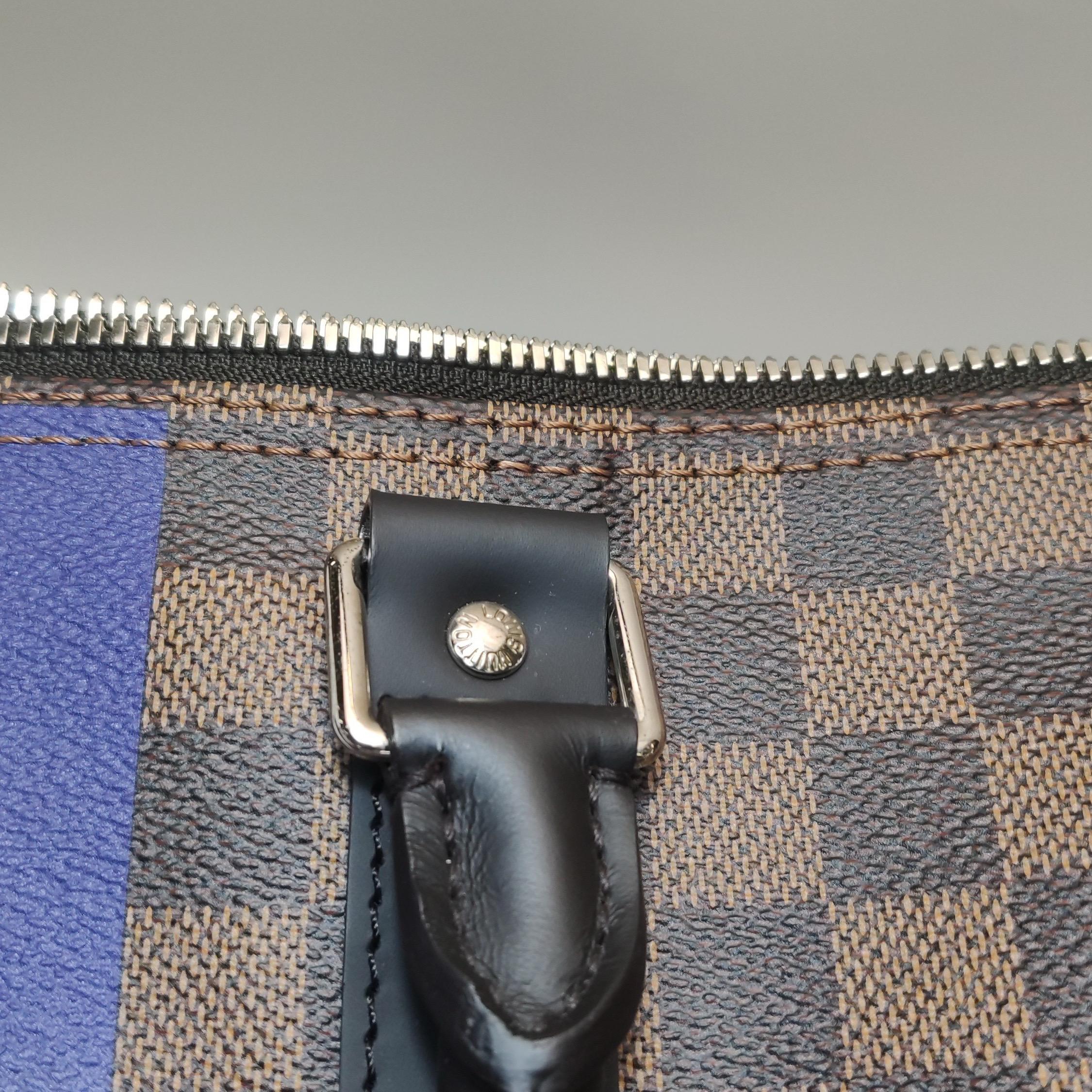 Louis Vuitton Savannah Keepall 45 Bandouliere Giraffa su tela Damier Marrone in vendita 9