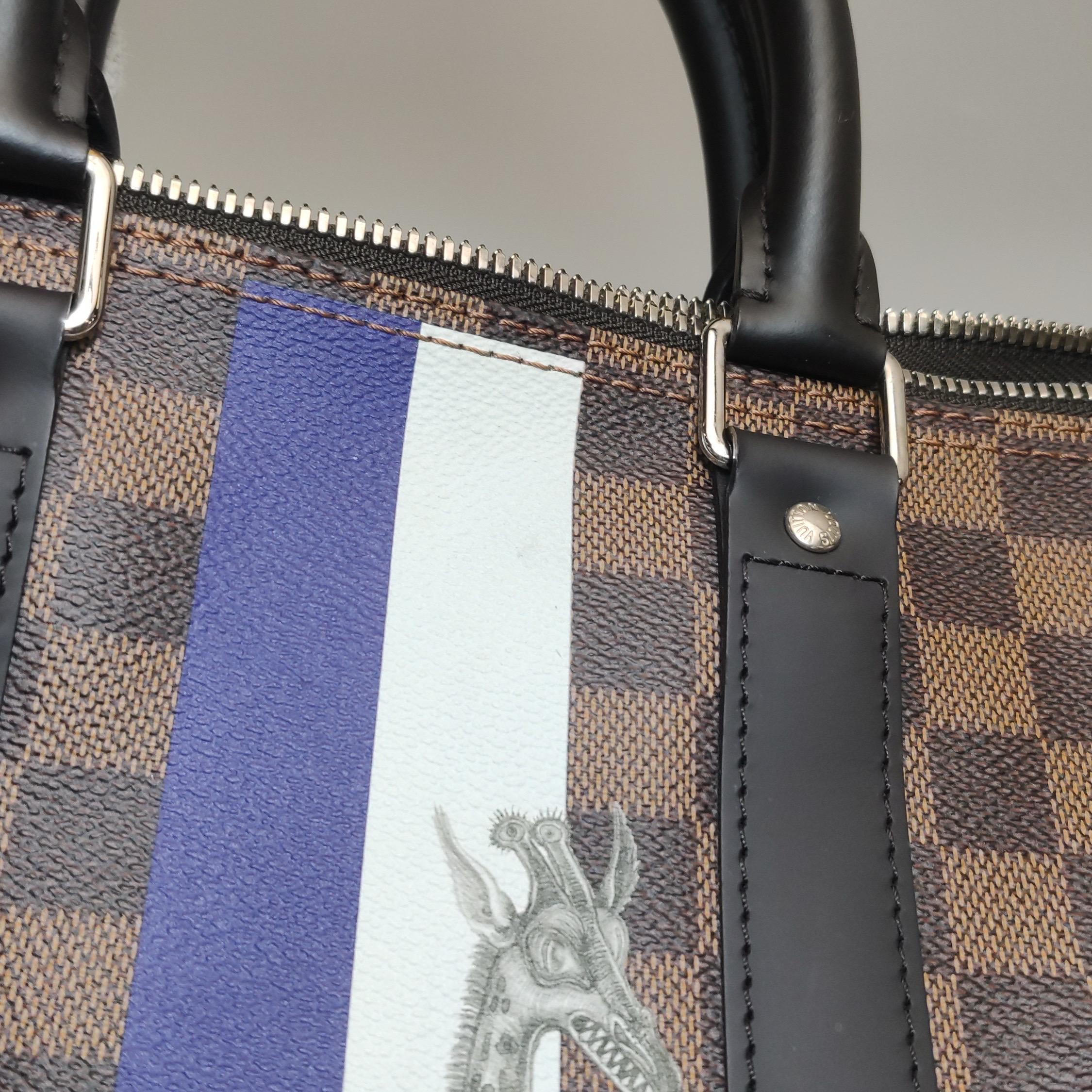 Louis Vuitton Savannah Keepall 45 Bandouliere Giraffa su tela Damier Marrone in vendita 10