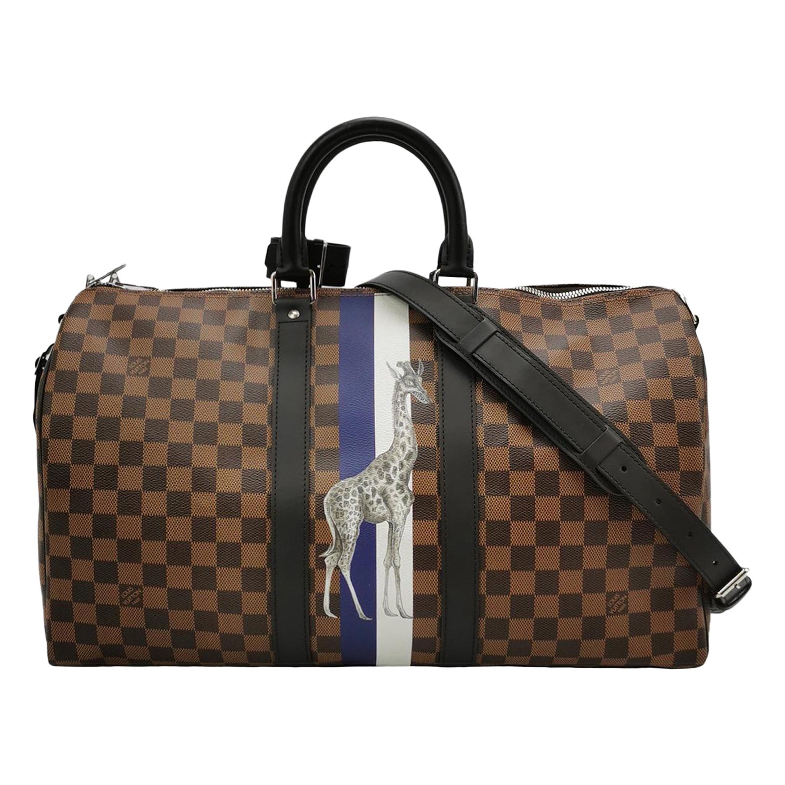 Louis Vuitton Savannah Keepall 45 Bandouliere Giraffe auf braunem Damier-Leinwand