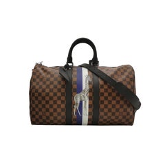 Louis Vuitton Savannah Keepall 45 Bandouliere Giraffa su tela Damier Marrone