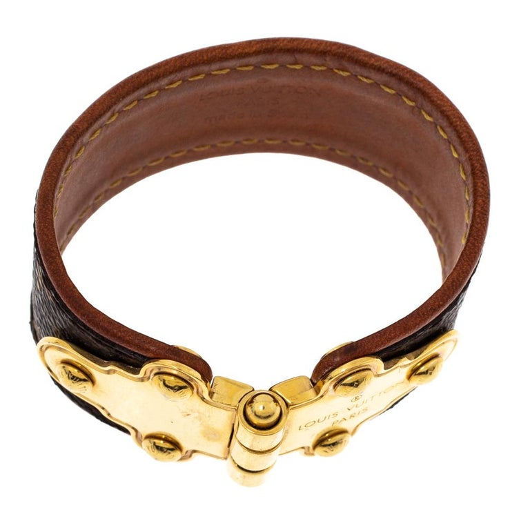 Suzy T Designs Repurposed Handpainted Monogram LV Leather Cuff Bracelet
