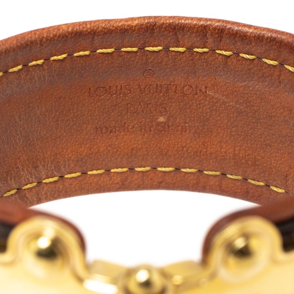 Contemporary Louis Vuitton Save It Brown Monogram Canvas Wide Cuff Bracelet 18CM