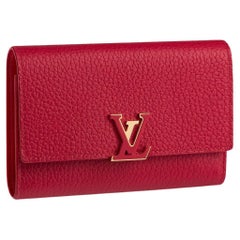 Louis Vuitton Scarlet Red Taurillon Leather Capucines Compact Wallet 