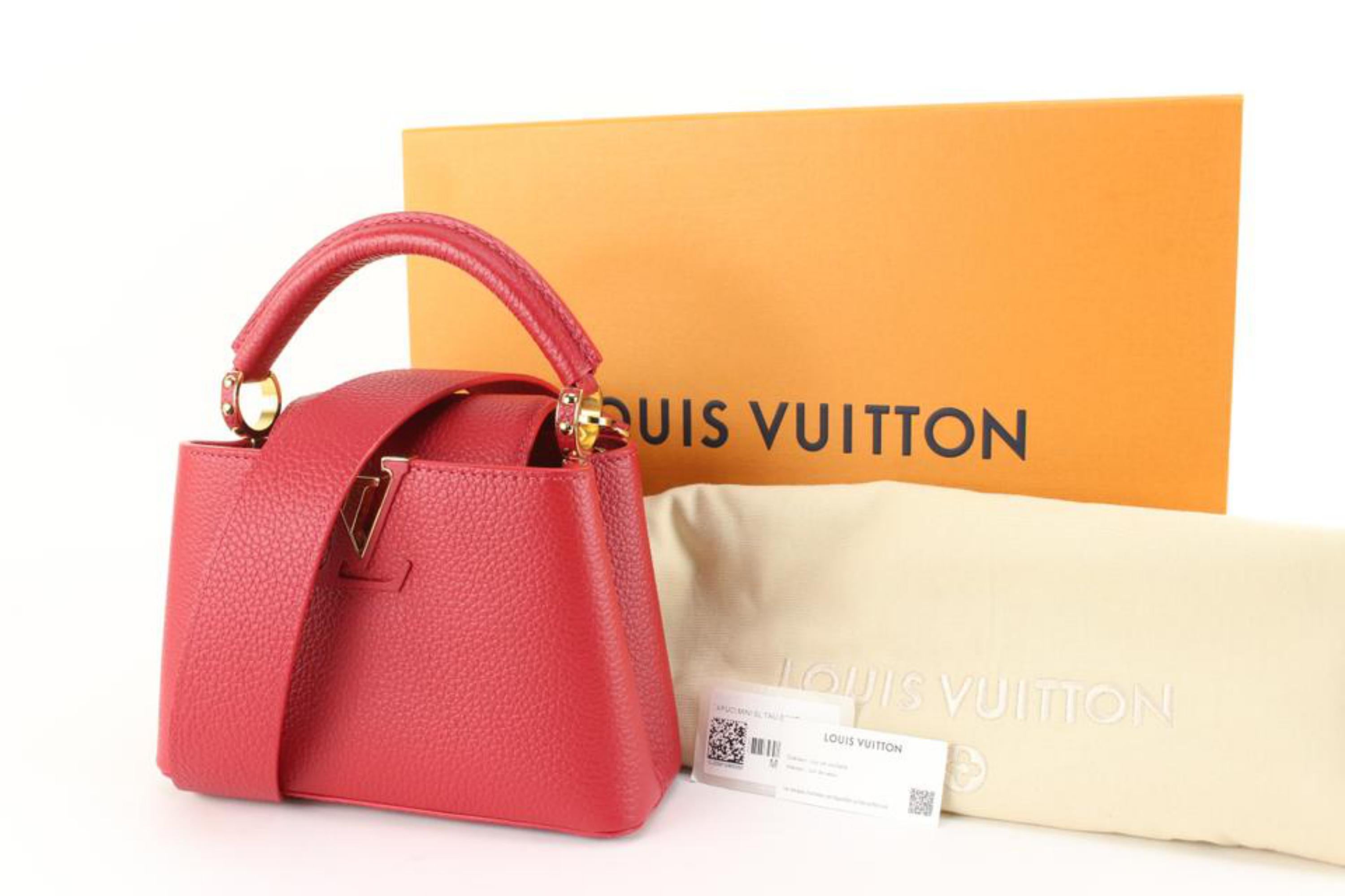 Louis Vuitton Scarlet Red Taurillon Leather Capucines Mini 70lz825s For Sale 5