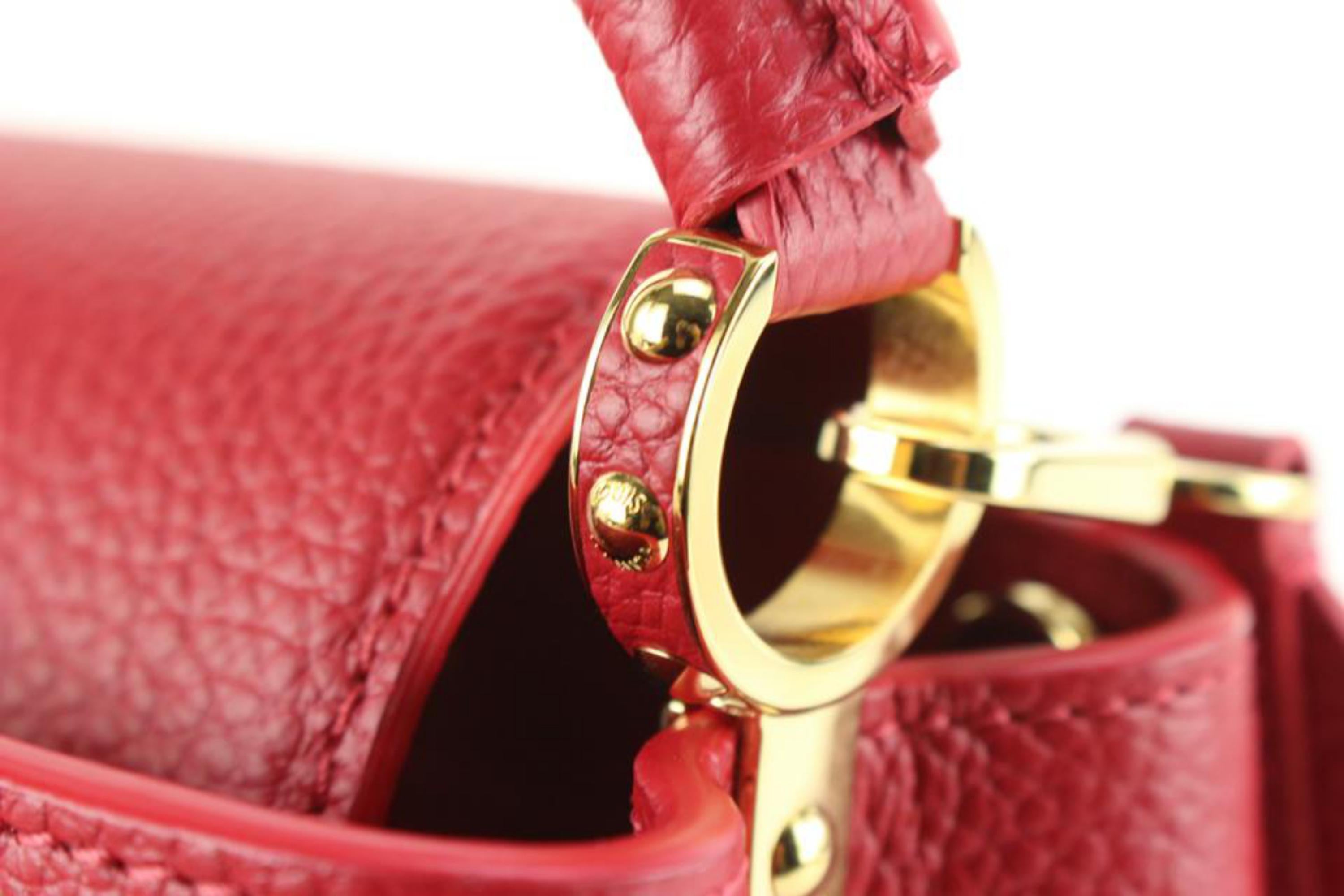 Louis Vuitton Scarlet Red Taurillon Leather Capucines Mini 70lz825s In New Condition For Sale In Dix hills, NY