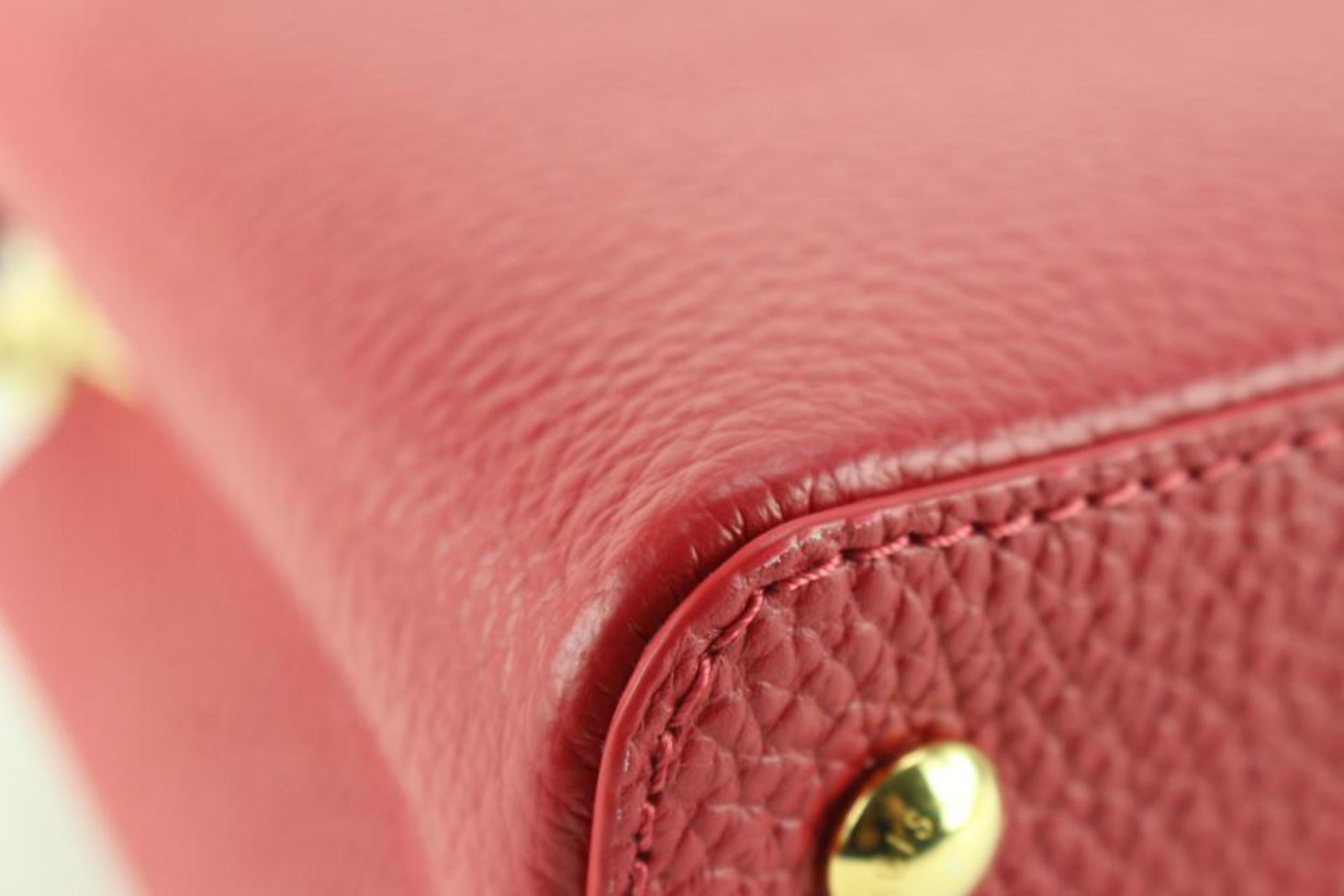 Women's Louis Vuitton Scarlet Red Taurillon Leather Capucines Mini 70lz825s For Sale