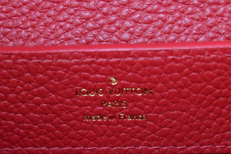 $700 Louis Vuitton Monogram Mini Lin Red Cherise Leather Driver