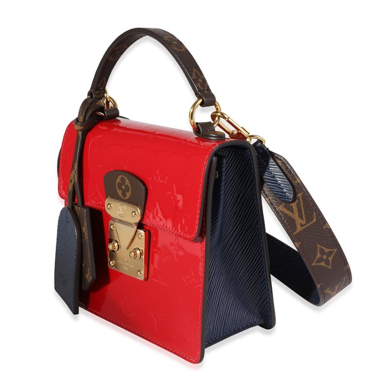 Louis Vuitton Red Patent, Navy EPI and Monogram Coated Canvas Spring Street Gold Hardware (Very Good), Red/Blue Womens Handbag