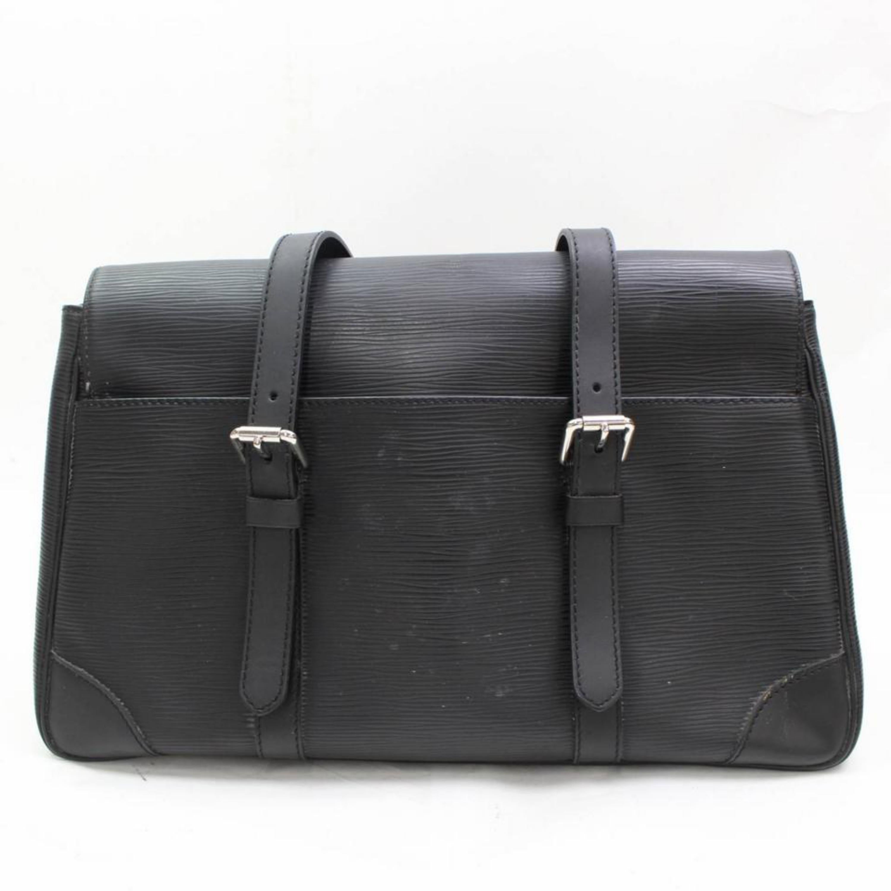 Louis Vuitton Segur Mm 867540 Black Leather Satchel For Sale 2