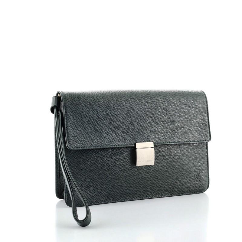 Black Louis Vuitton Selenga Pochette Taiga Leather