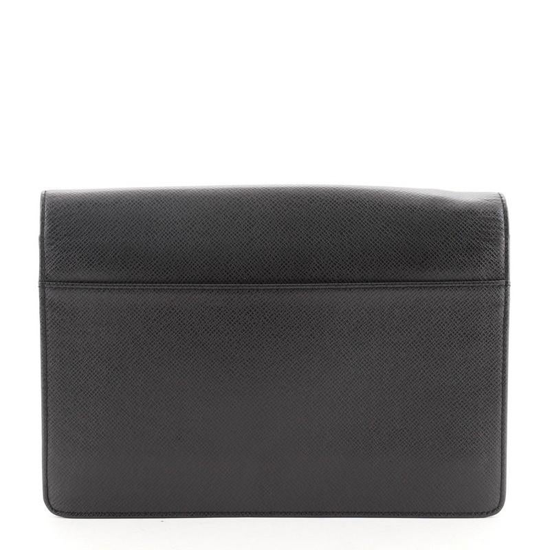 Black Louis Vuitton Selenga Pouch Taiga Leather