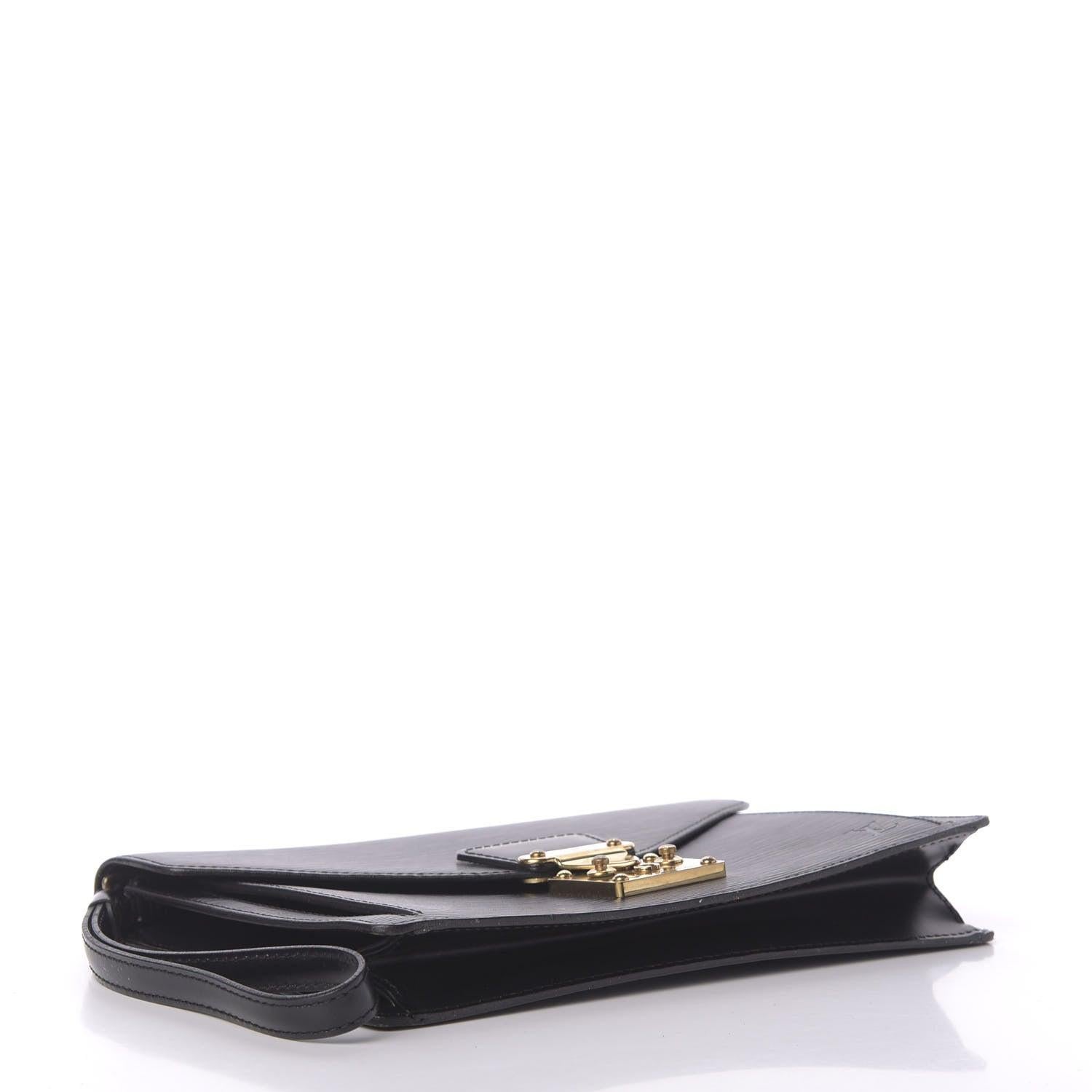 Sellier Dragonne Clutch aus schwarzem Epi-Leder von Louis Vuitton (Schwarz) im Angebot
