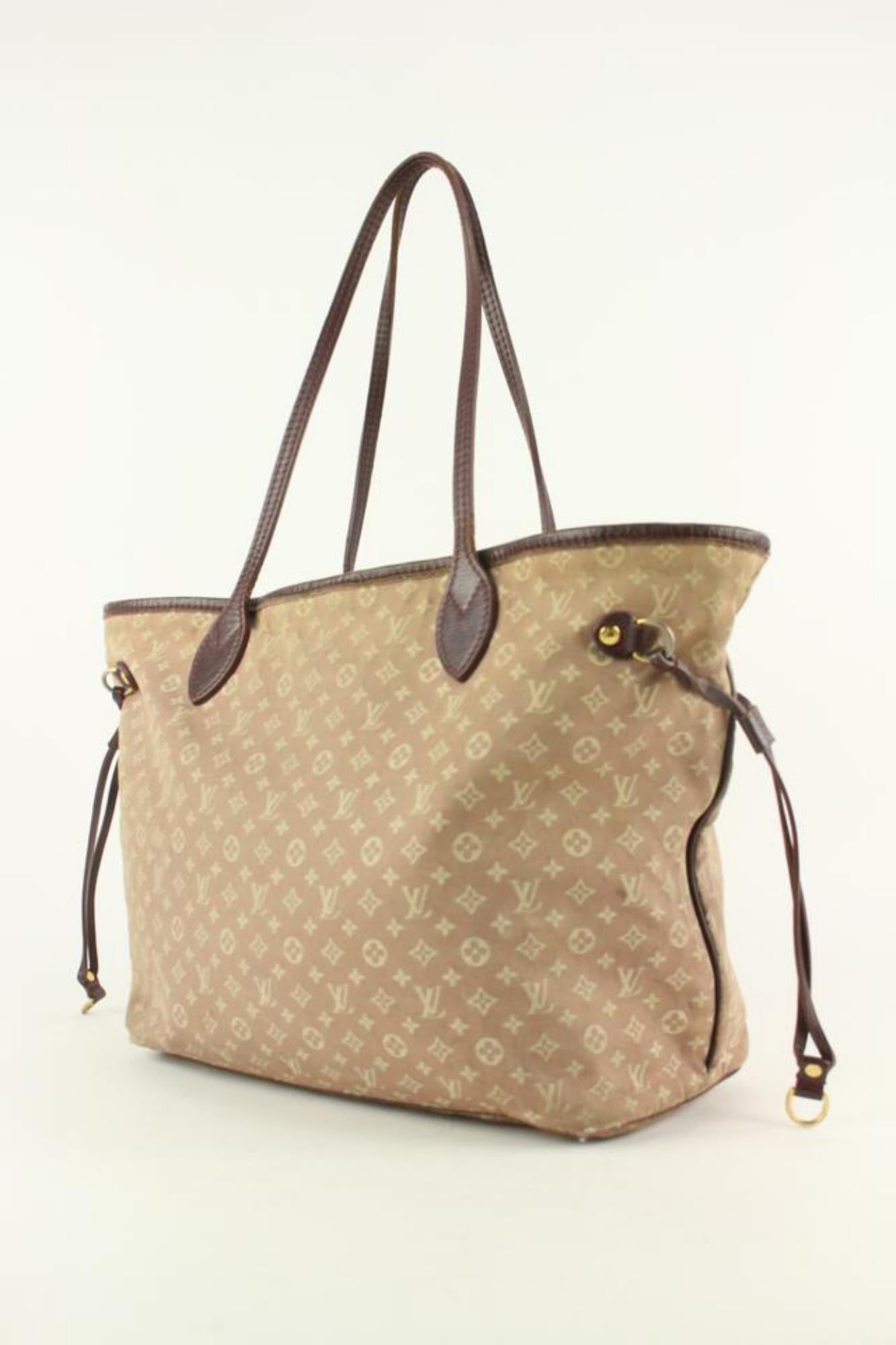 Louis Vuitton Sepia Monogram Idylle Mini Lin Neverfull MM Tote 14LV1104 For Sale 6