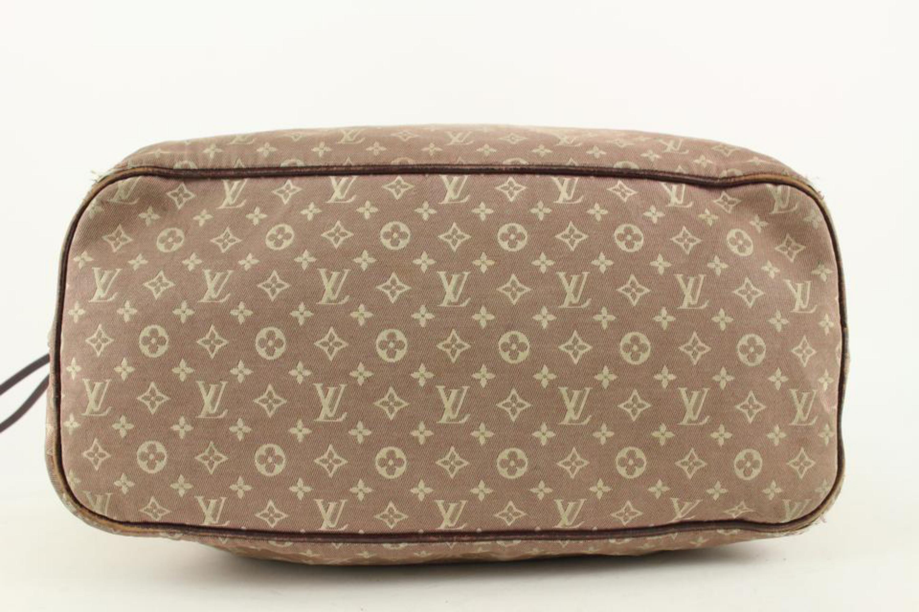 Louis Vuitton Sepia Monogram Idylle Mini Lin Neverfull MM Tote 14LV1104 In Fair Condition For Sale In Dix hills, NY