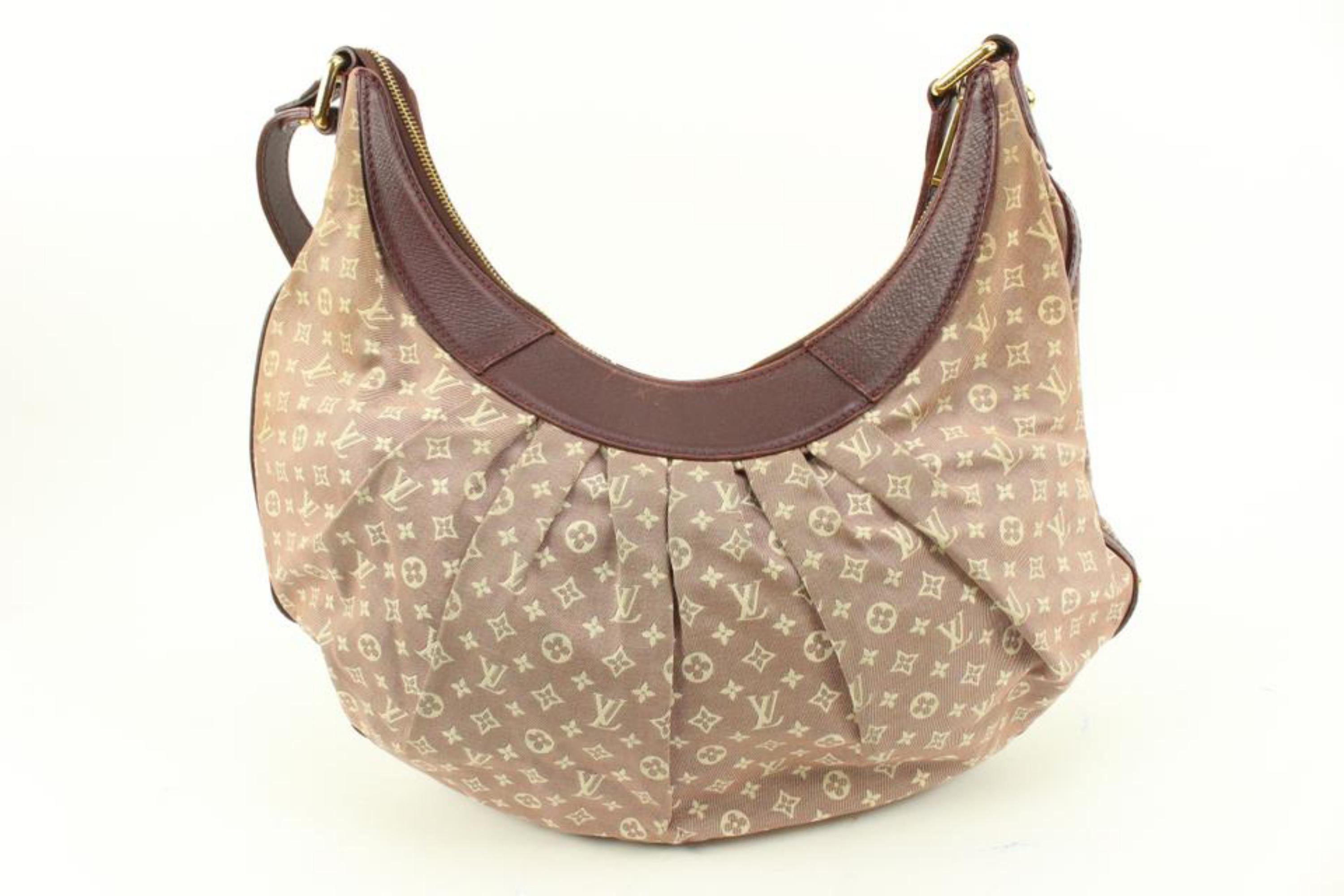Louis Vuitton Sepia Monogram Mini Lin Rhapsodie Croissant Shoulder Bag 73lk39s In Good Condition For Sale In Dix hills, NY