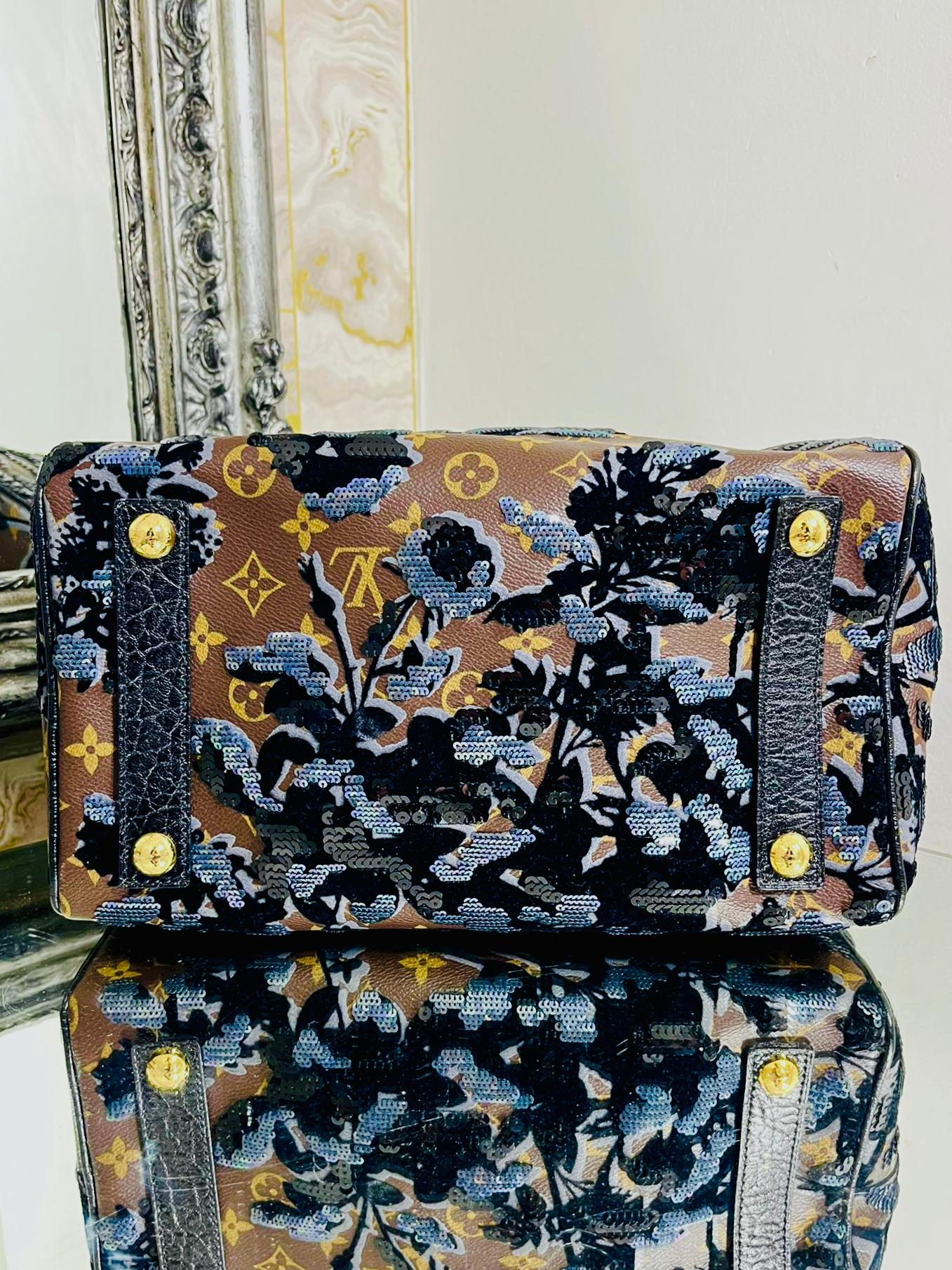 Louis Vuitton Sequin, Velvet & Coated Canvas Fleur De Jais Speedy 30 Bag 6