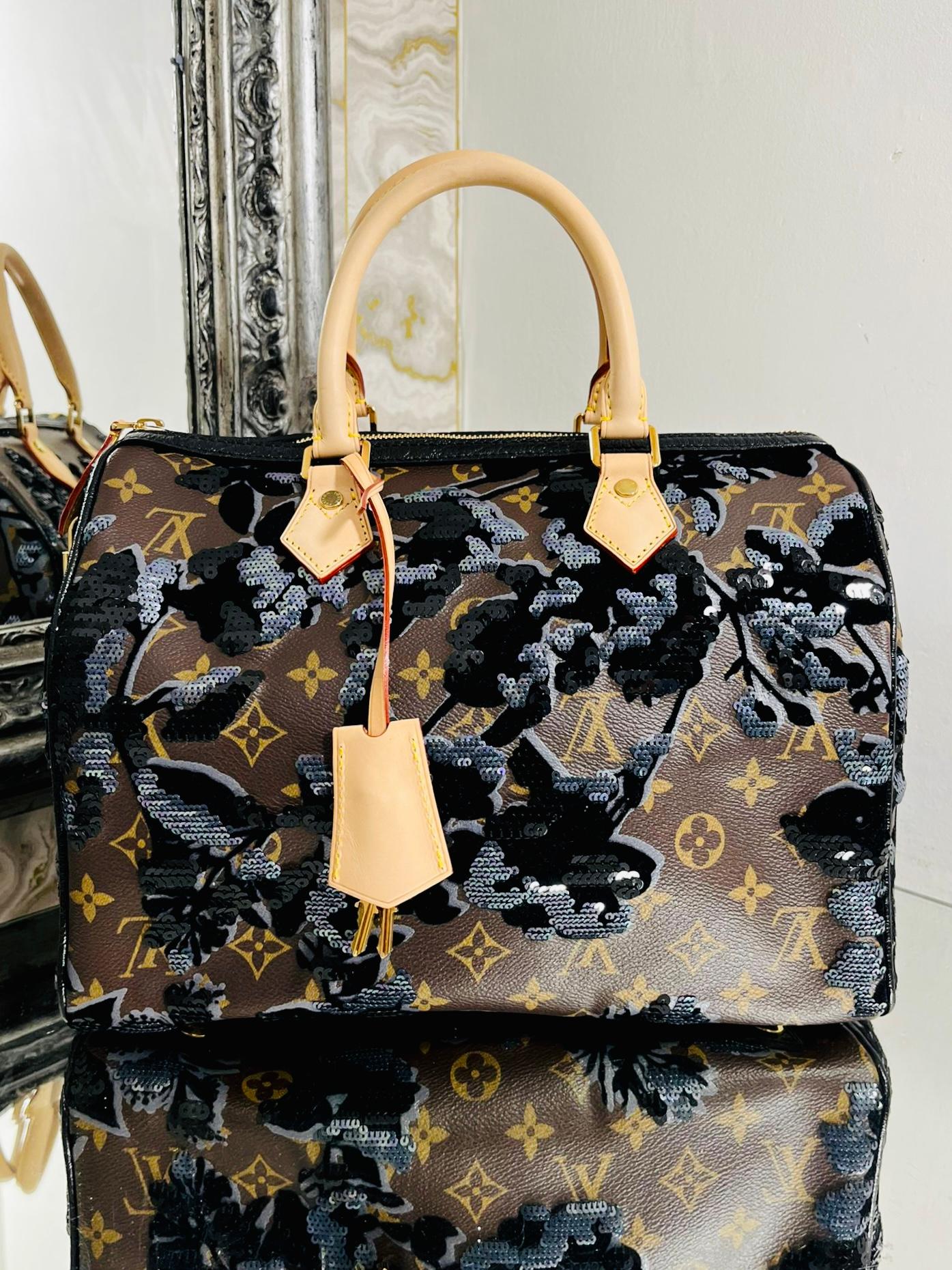 Louis Vuitton Sequin, Velvet & Coated Canvas Fleur De Jais Speedy 30 Bag 7