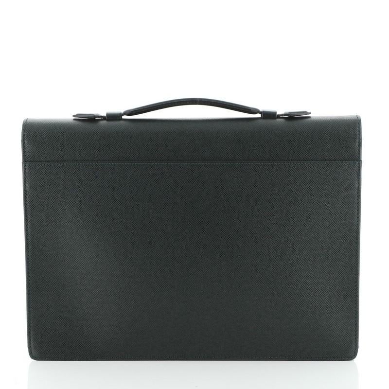 Black Louis Vuitton Serviette Kourad Briefcase Taiga Leather