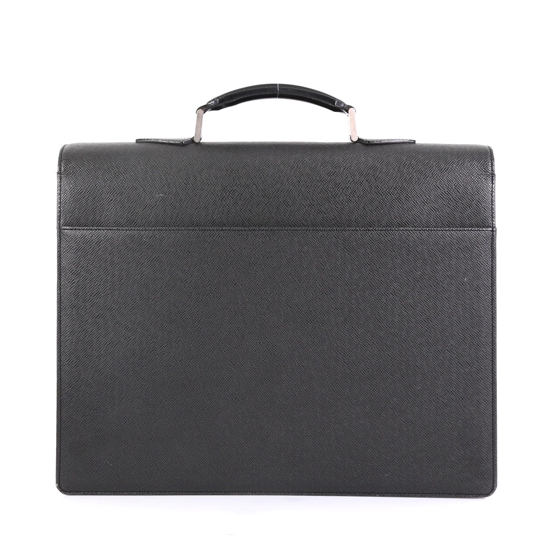Black Louis Vuitton Serviette Moskova Briefcase Taiga Leather